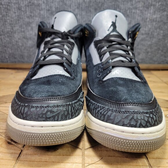 Nike Air Jordan 3 Mens 15 Retro Tinker Hatfield SP Black Cement Metallic Gold - Picture 4 of 12